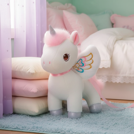 white winged unicorn plush - lifestyle