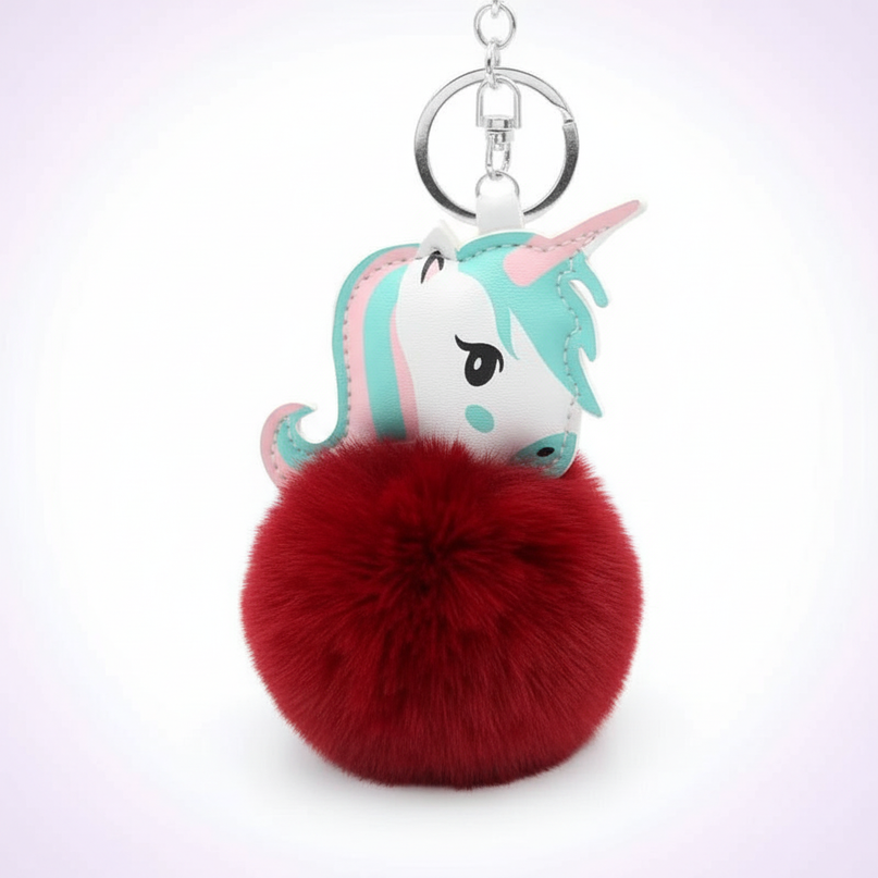 wine red unicorn keychain - white-bg