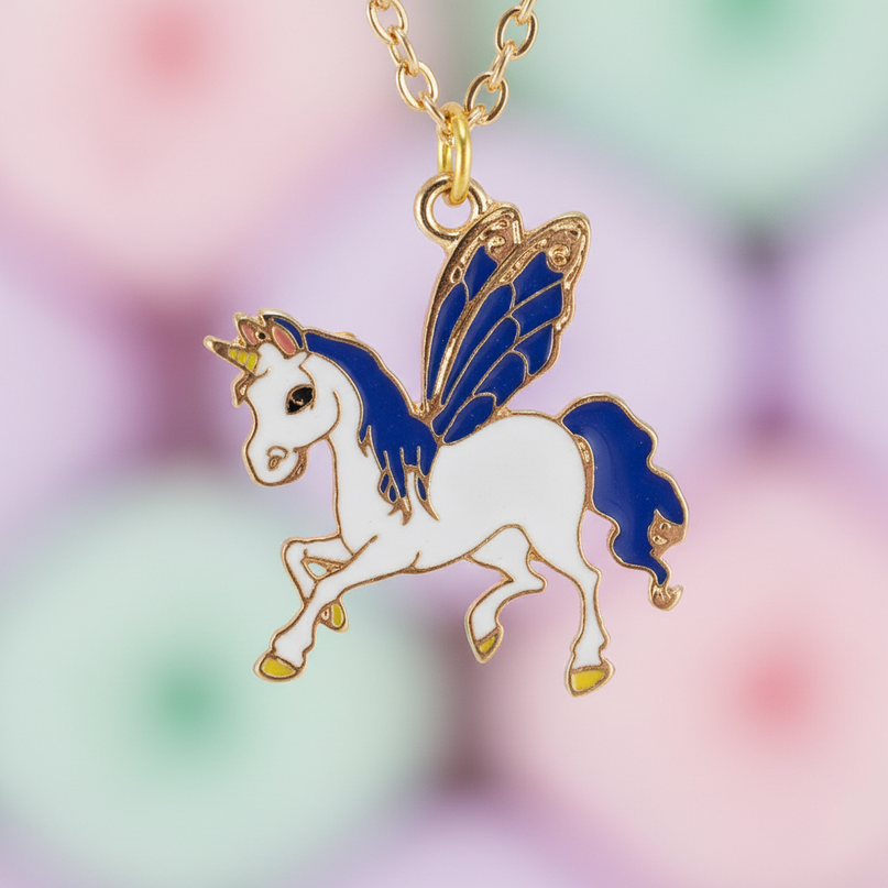 winged unicorn necklace - detail