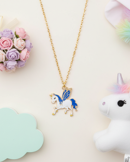 winged unicorn necklace - flat-lay