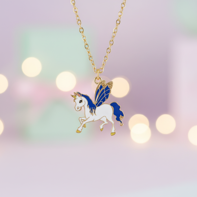 winged unicorn necklace - lifestyle