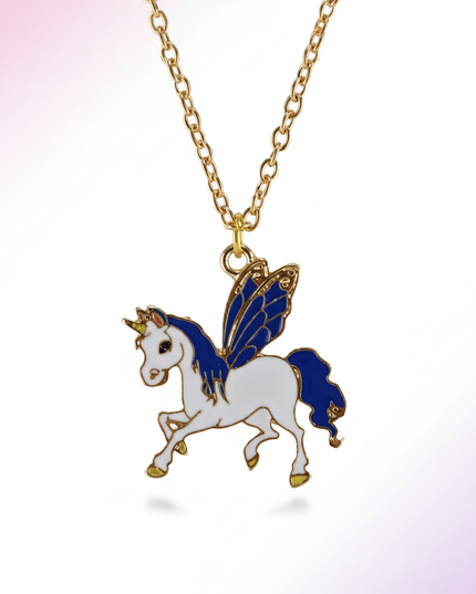 winged unicorn necklace - white-bg