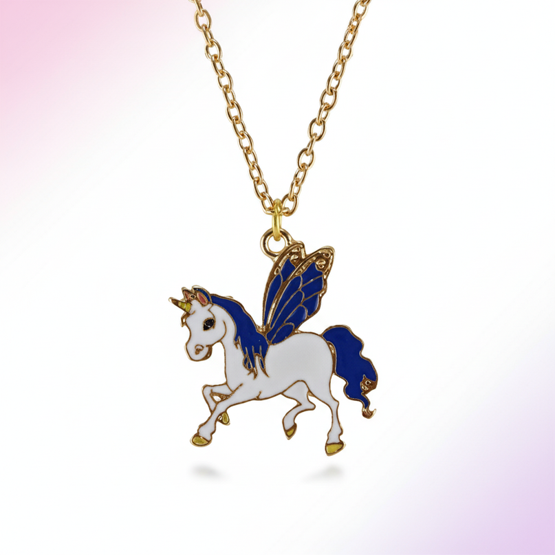 winged unicorn necklace - white-bg