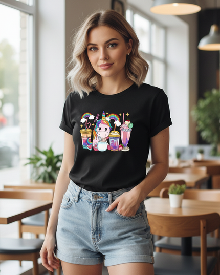 womens rainbow unicorn shirt - lifestyle