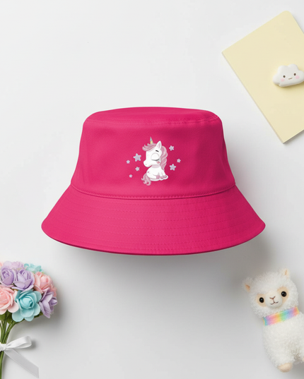 womens unicorn bucket hat - flat-lay