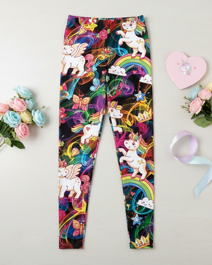 womens unicorn leggings - flat-lay