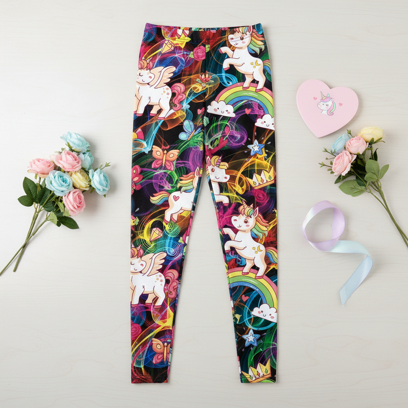 womens unicorn leggings - flat-lay