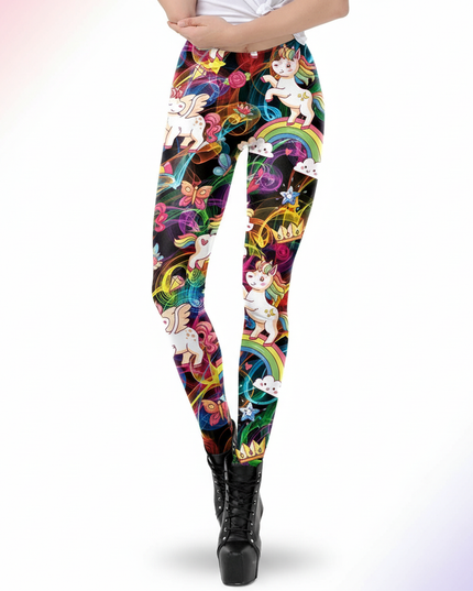 womens unicorn leggings - white-bg