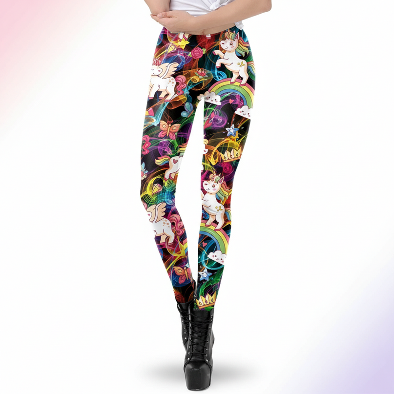 womens unicorn leggings - white-bg