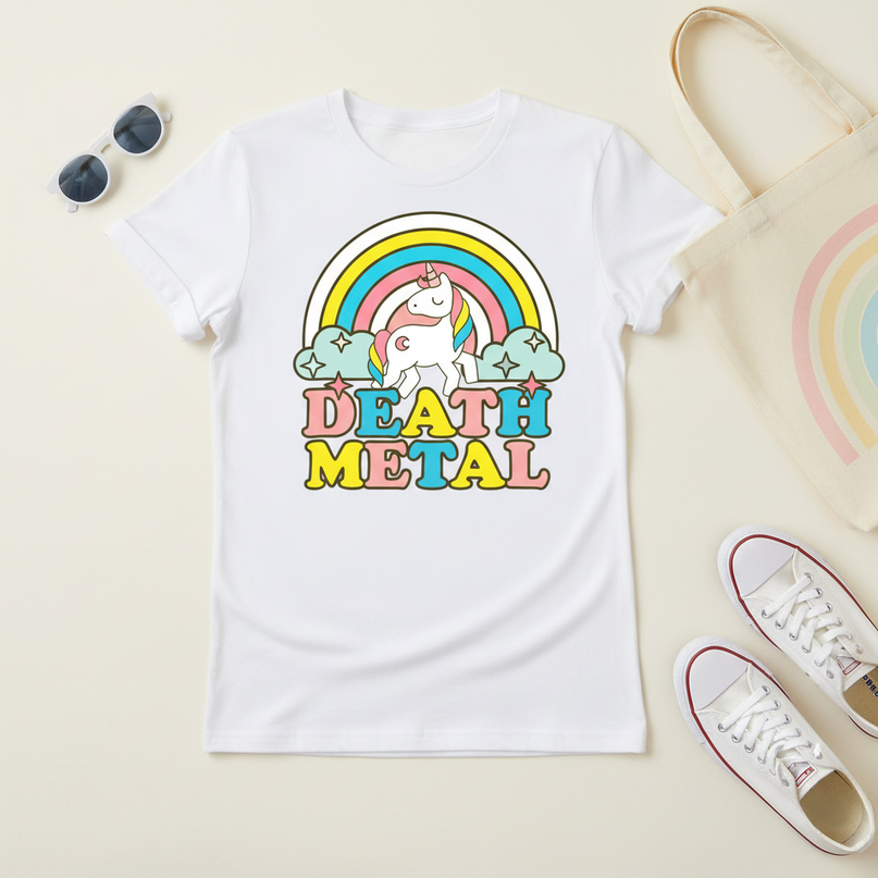 womens unicorn shirt - flat-lay