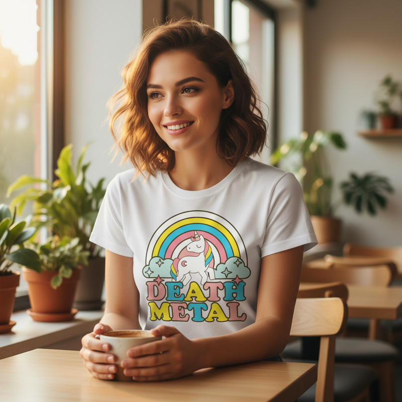 womens unicorn shirt - in-use