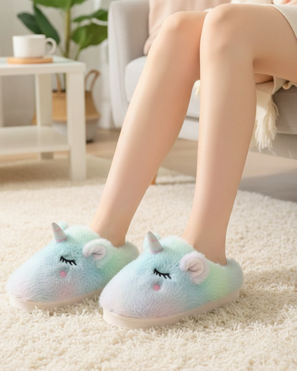 womens unicorn slippers - in-use