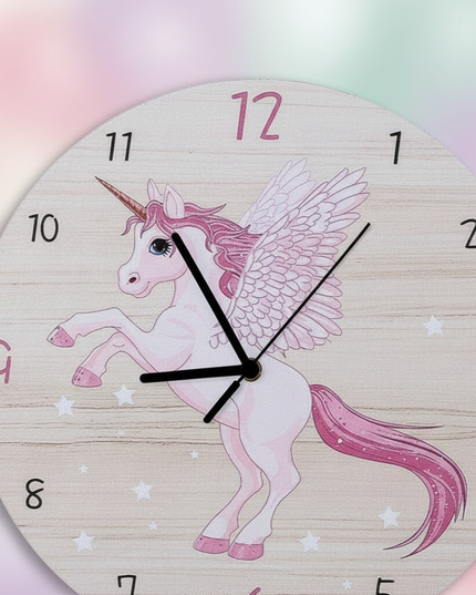 wooden alicorn clock - detail