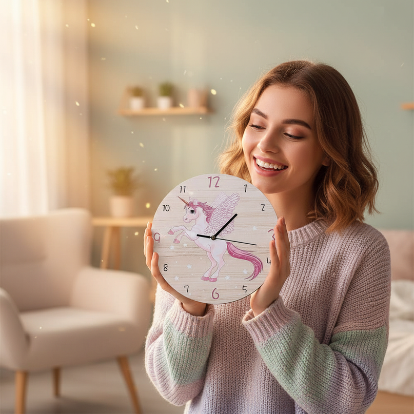 wooden alicorn clock - in-use