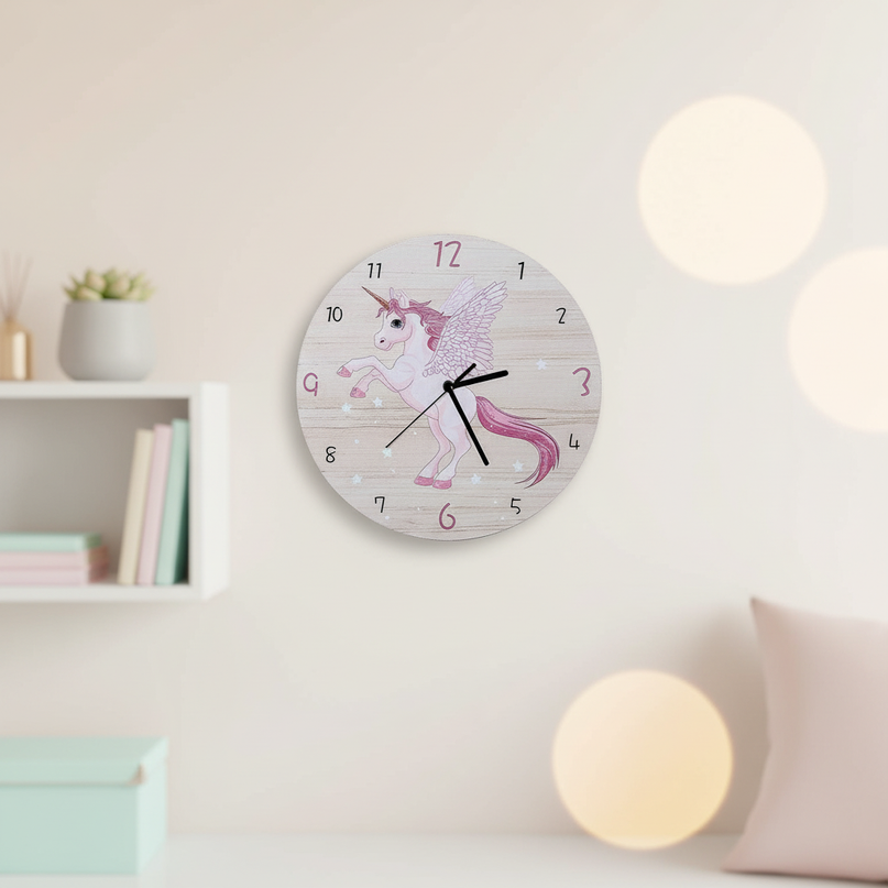 wooden alicorn clock - lifestyle