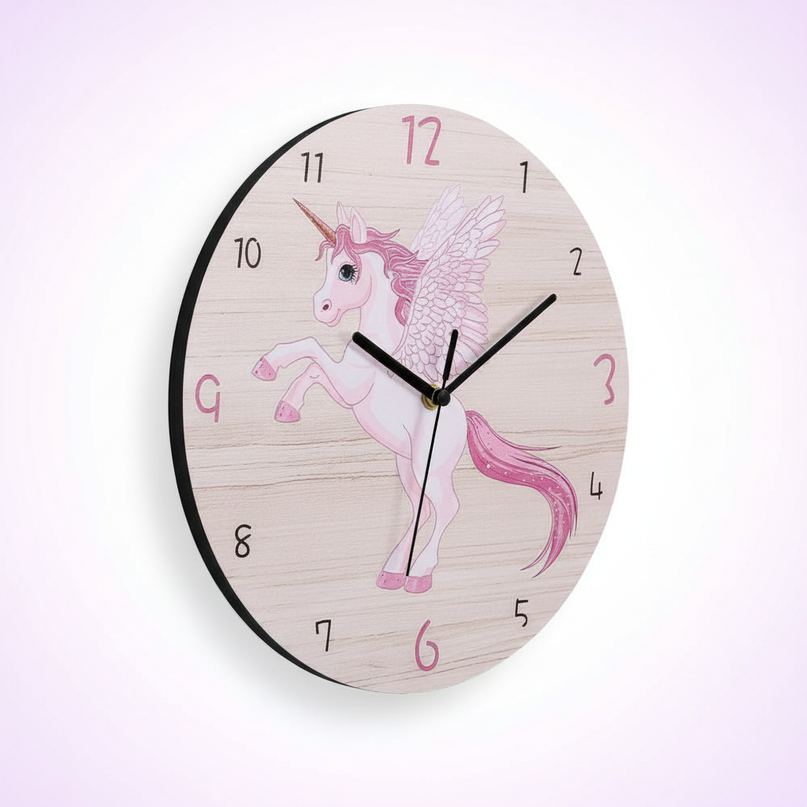 wooden alicorn clock - white-bg