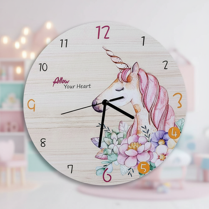 wooden unicorn clock - lifestyle