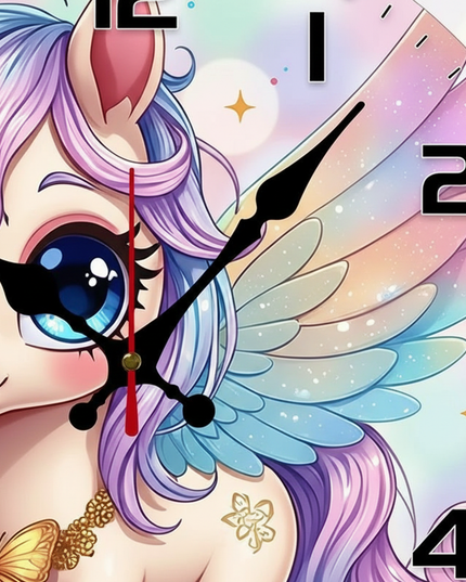 wooden unicorn wall clock - detail