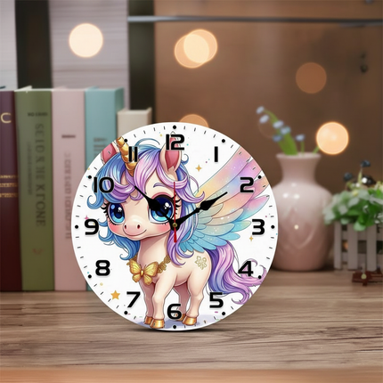wooden unicorn wall clock - lifestyle