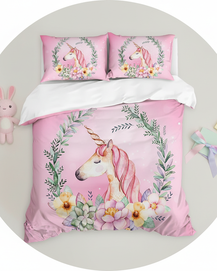 wreath succulent unicorn bedding - flat-lay