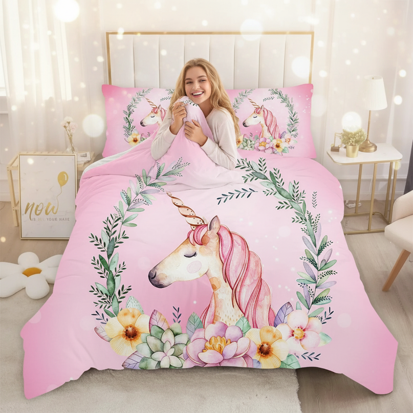 wreath succulent unicorn bedding - in-use