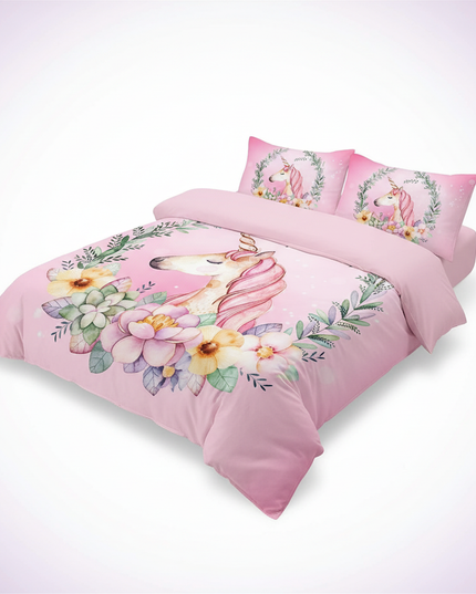 wreath succulent unicorn bedding - white-bg