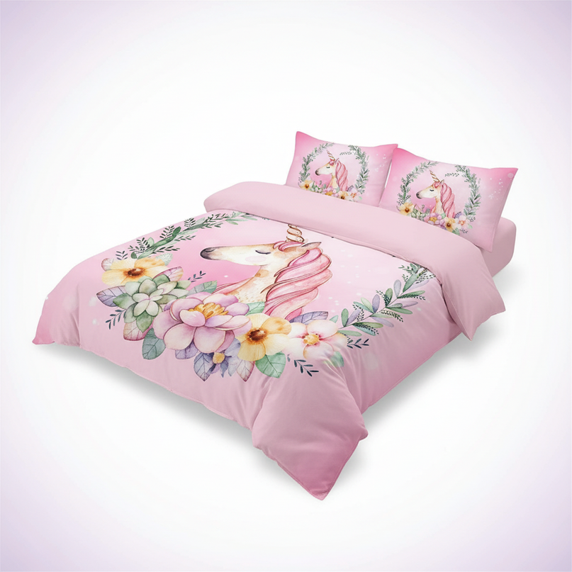 wreath succulent unicorn bedding - white-bg