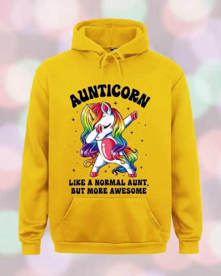 yellow aunt unicorn hoodie - detail