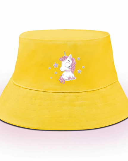 yellow unicorn bucket hat - white-bg