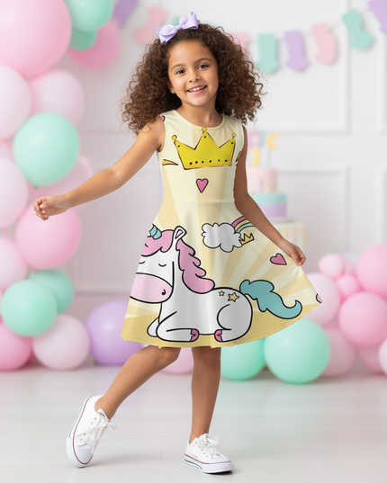 yellow unicorn crown dress - front