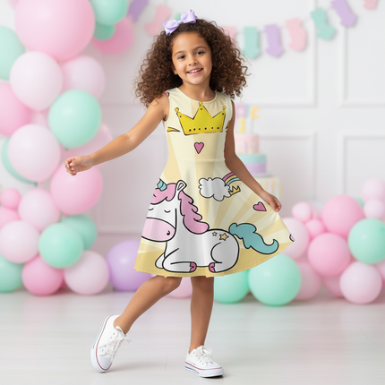 yellow unicorn crown dress - front