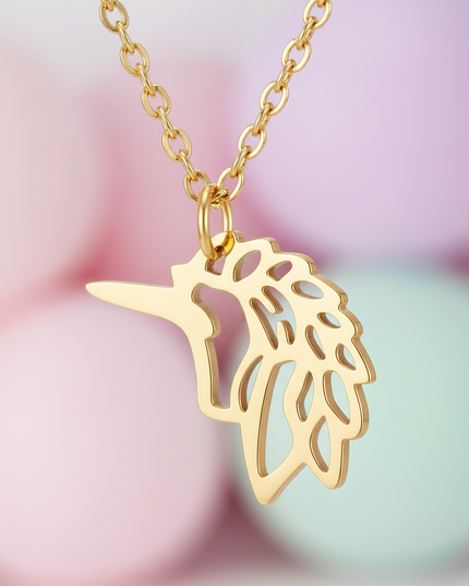 yellow unicorn head necklace - detail