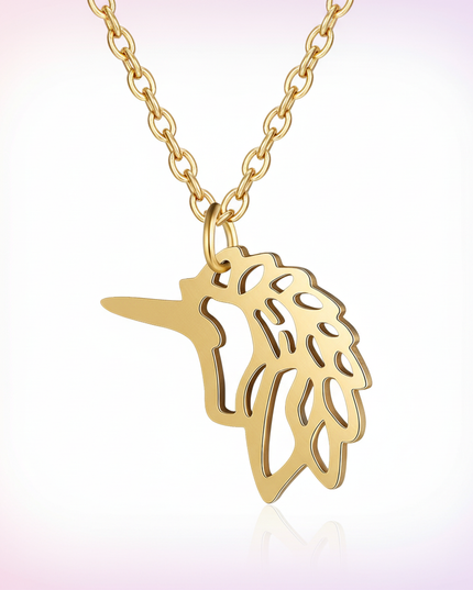 yellow unicorn head necklace - white-bg
