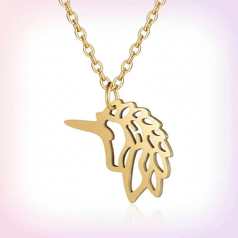 yellow unicorn head necklace - white-bg