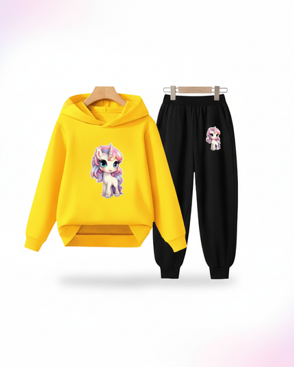 yellow unicorn hoodie kids - white-bg