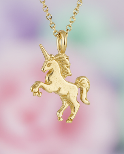 yellow unicorn necklace - detail