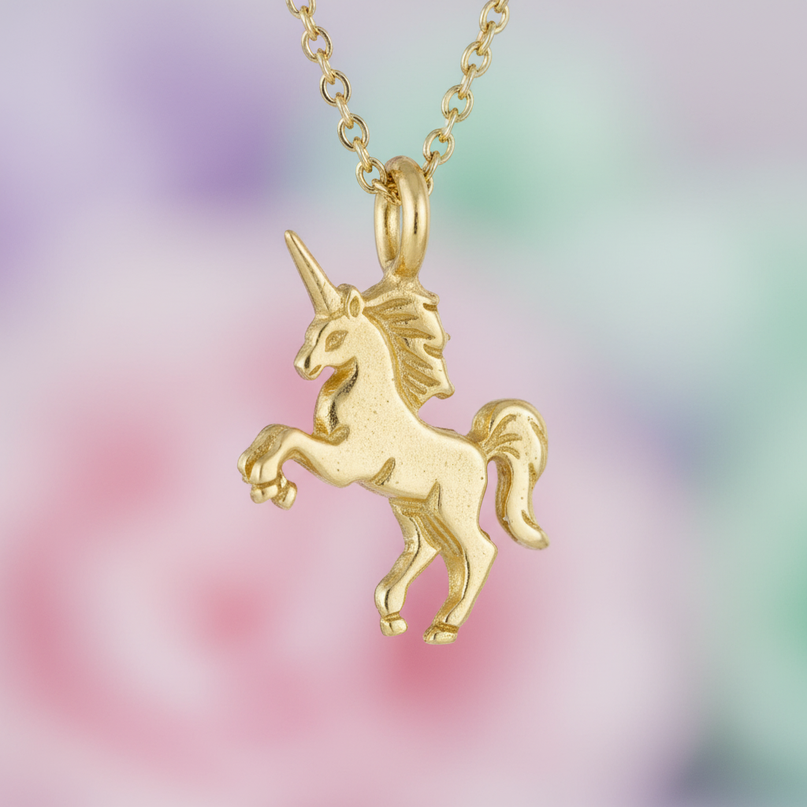 yellow unicorn necklace - detail
