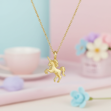 yellow unicorn necklace - lifestyle