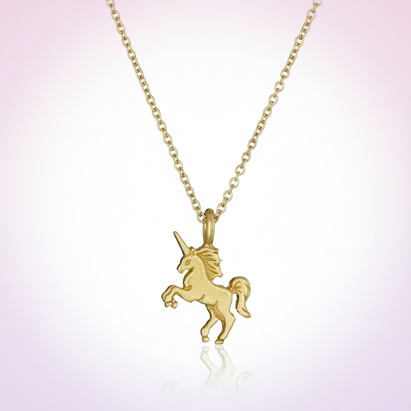yellow unicorn necklace - white-bg