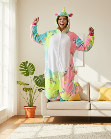yellow unicorn pajama - in-use
