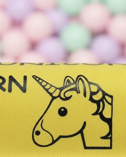 yellow unicorn pencil case - detail