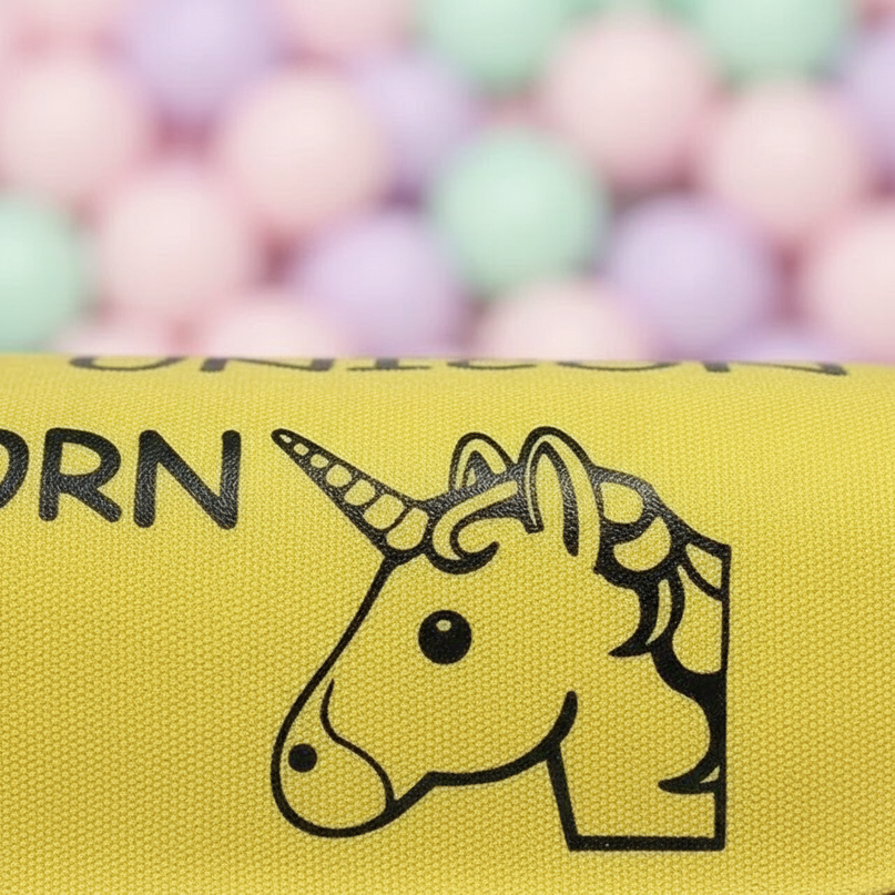 yellow unicorn pencil case - detail