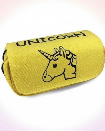 yellow unicorn pencil case - white-bg