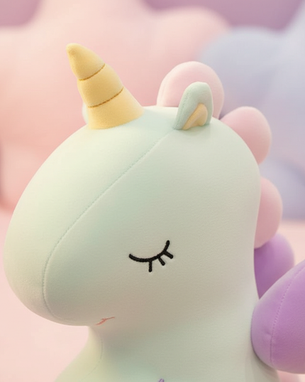 yellow unicorn plush pillow - detail