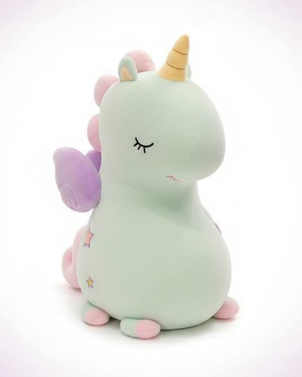 yellow unicorn plush pillow - white-bg