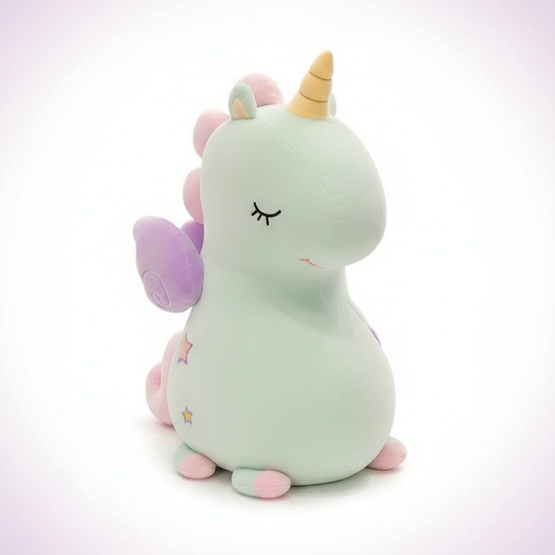 yellow unicorn plush pillow - white-bg