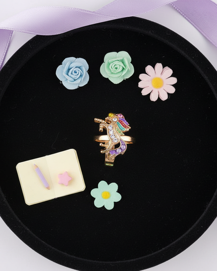 yellow unicorn ring - flat-lay