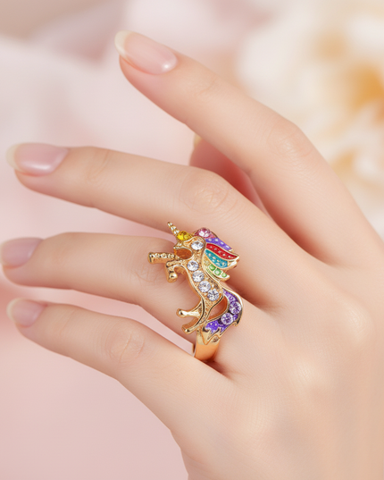 yellow unicorn ring - in-use