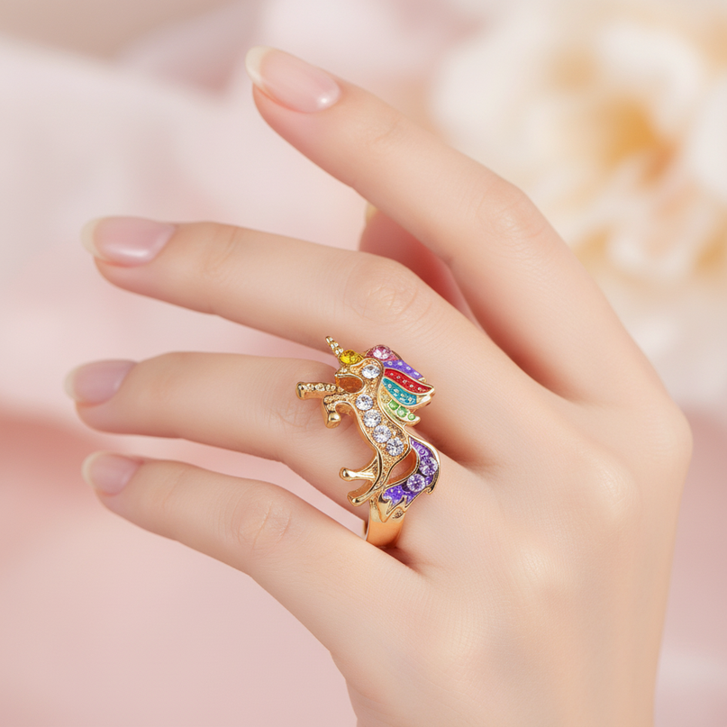 yellow unicorn ring - in-use