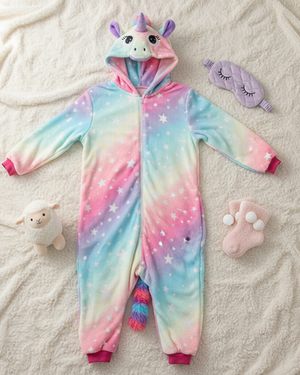 youth unicorn onesie - flat-lay
